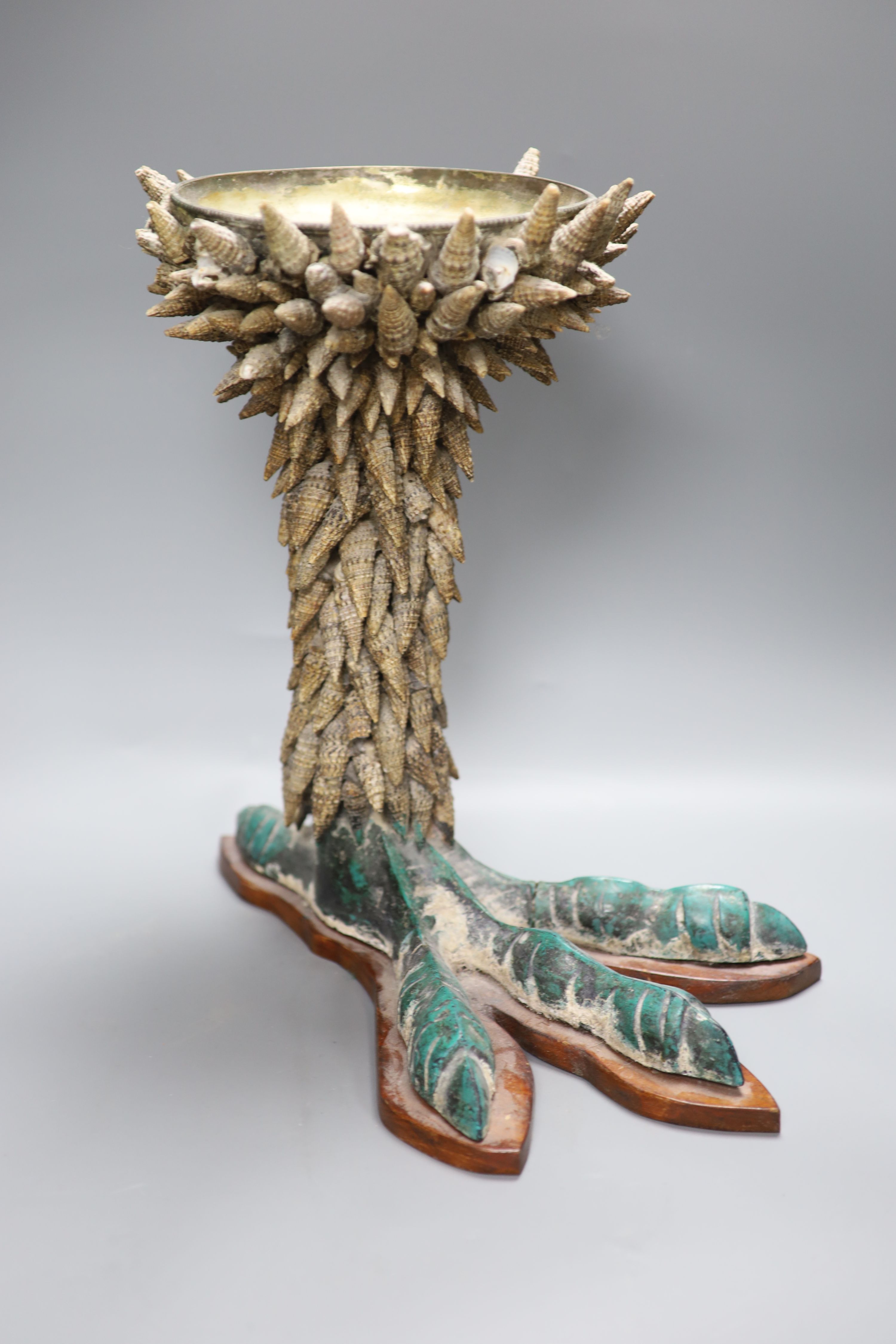 An Anthony Redmile style shell claw stand, height 40cm